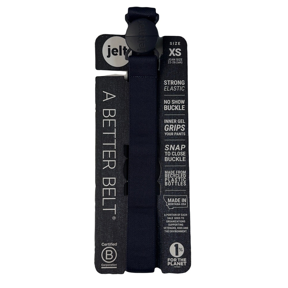 Jelt Belt No Show Elastic Stretch Belt For Men & Women Eco Friendly Black SizeXS - Picture 2 of 6